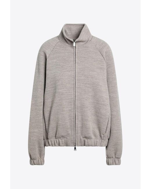 Max Mara Gray Frine Wool-Blend Zip-Up Sweatshirt