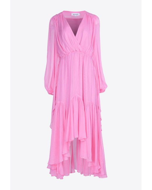 Elliatt Pink Sylliott Asymmetric Midi Dress