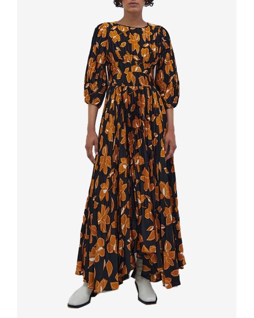 Jonathan Simkhai Ames Floral Midi Dress in Brown | Lyst Australia
