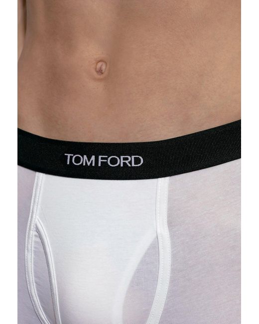 Tom Ford White Logo Jacquard Boxer Briefs for men