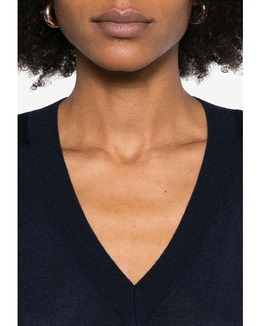 P.A.R.O.S.H. Blue Linfa V-Neck Wool Blend Sweater