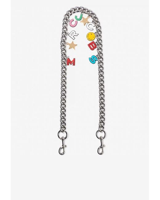 Marc Jacobs The Logo Charm Chain Shoulder Strap in Silver (White) Lyst UK