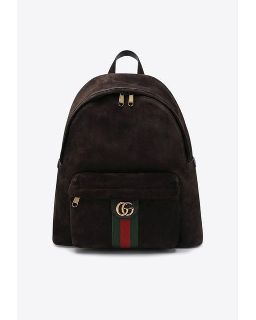 Gucci Black Medium Ophidia Suede Backpack for men