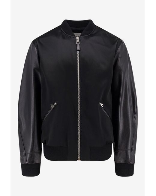 Givenchy Black Cotton And Nylon Jacket With Leather Sleeves for men