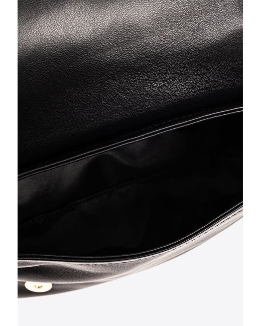 Moschino White Logo Plaque Leather Shoulder Bag