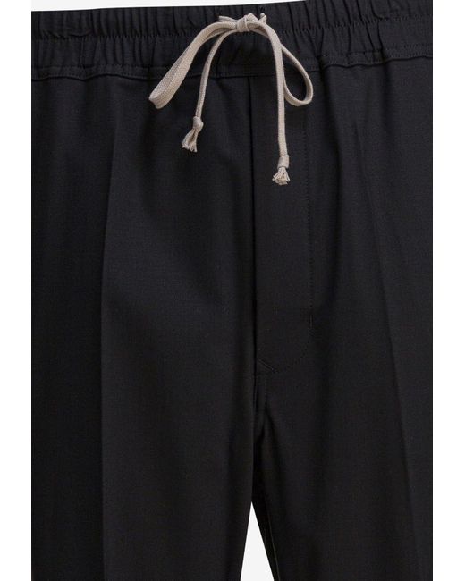 Rick Owens Black Wool Drawstring Pants for men