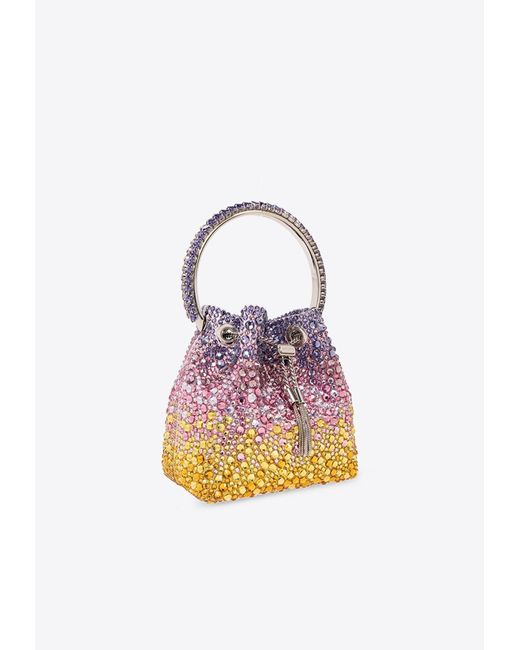 Jimmy Choo Multicolor Bon Bon Crystal-Embellished Bucket Bag