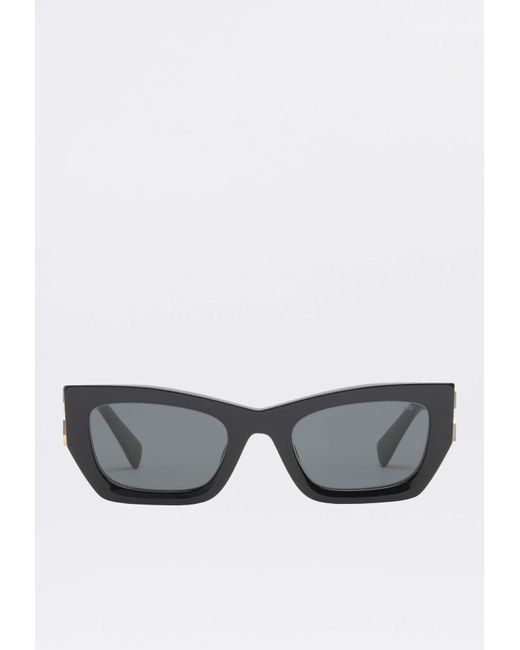 Miu Miu Gray Miu Glimpse Rectangular Sunglasses