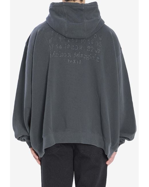 Maison Margiela Gray Logo Zip-Up Hooded Sweatshirt for men