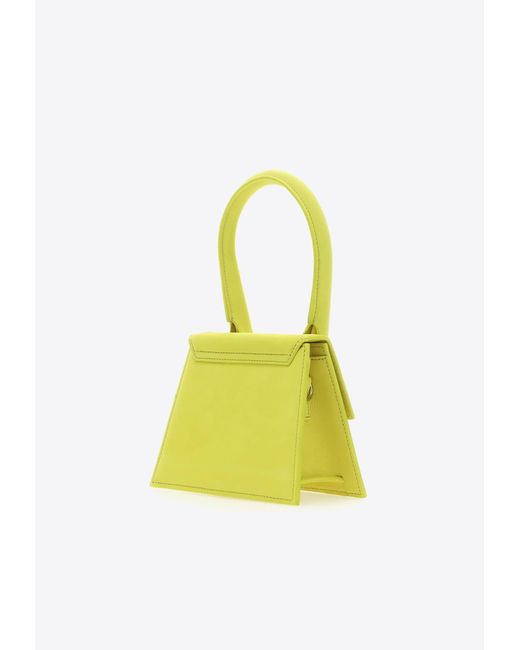 Jacquemus Yellow Le Chiquito Moyen Leather Top Handle Bag