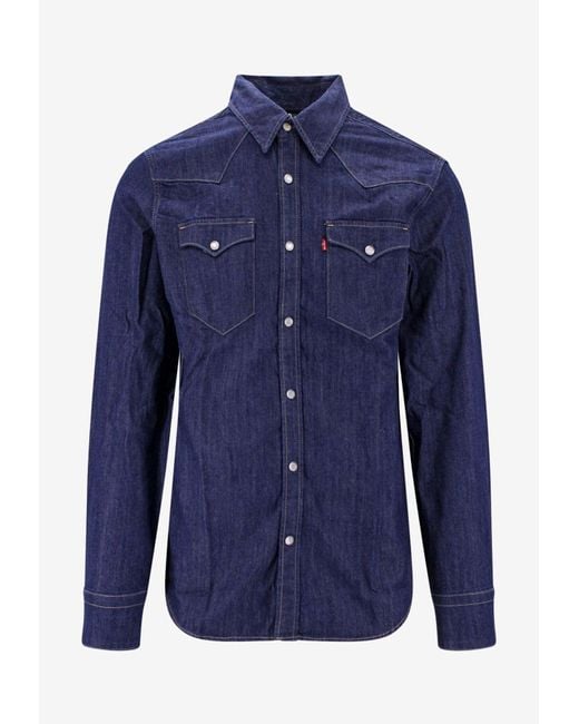Levi's Blue Barstow Western Denim Shirt for men