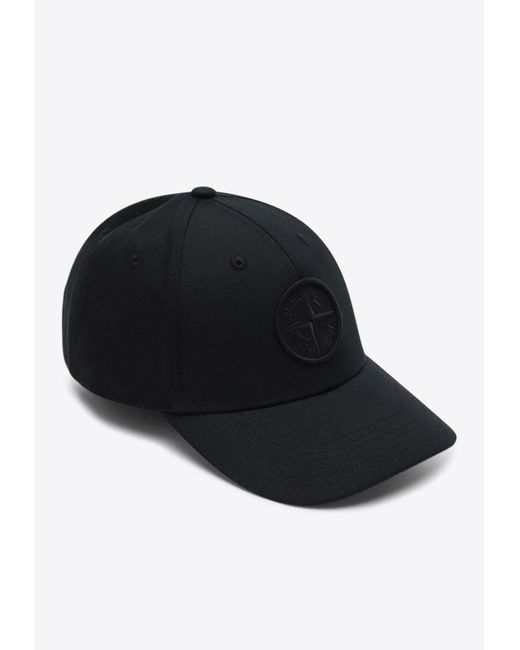 Stone Island Black Logo Embroidered Baseball Cap for men