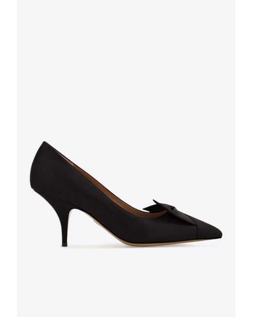 Ferragamo Black Gwen 70 Soft Bow Nappa Leather Pumps