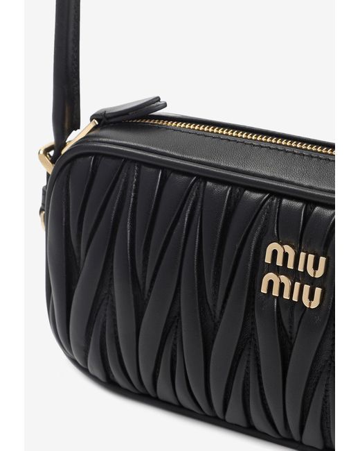 Miu Miu White Logo Leather Shoulder Bag
