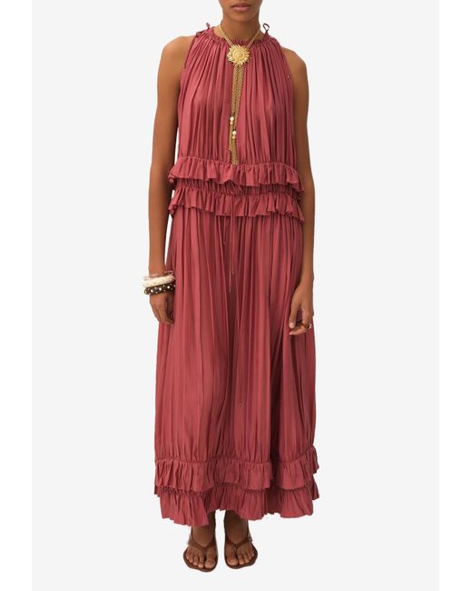Chloé Gathered Sleeveless Maxi Dress