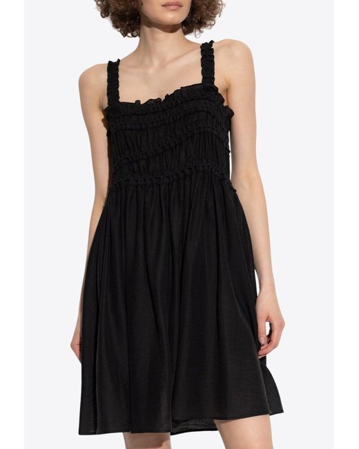 Tory Burch Black Sleeveless Rushed Mini Dress