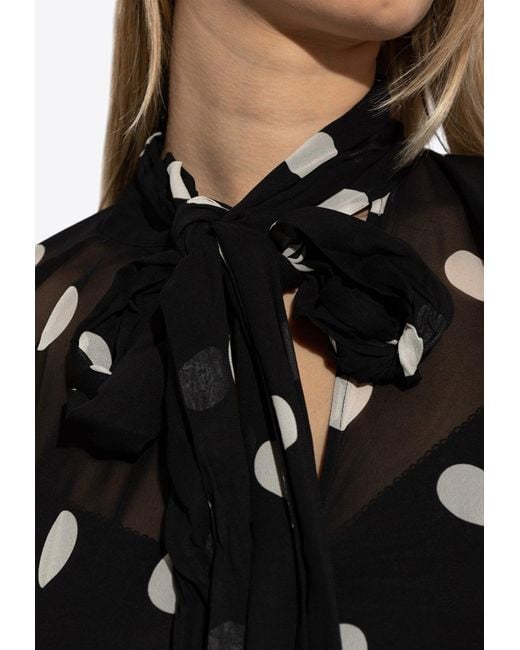 Zimmermann Crush Tie-Neck Polka Dot Maxi Dress in Black | Lyst