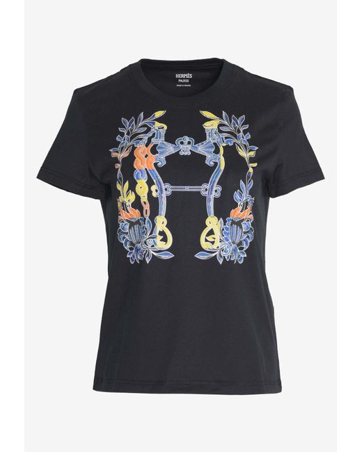 Hermès Black Della Cavalleria Print T-Shirt