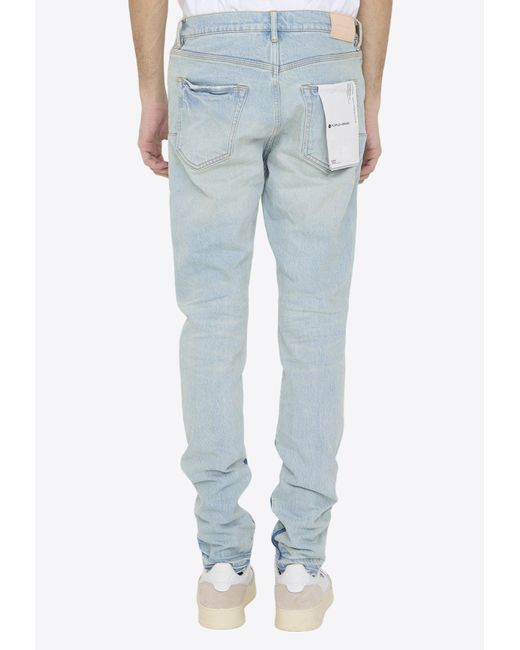 Purple Brand Blue Washed-Out Slim Jeans for men
