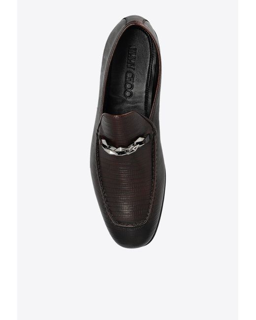 Jimmy Choo Brown Marti Leather Loafers for men
