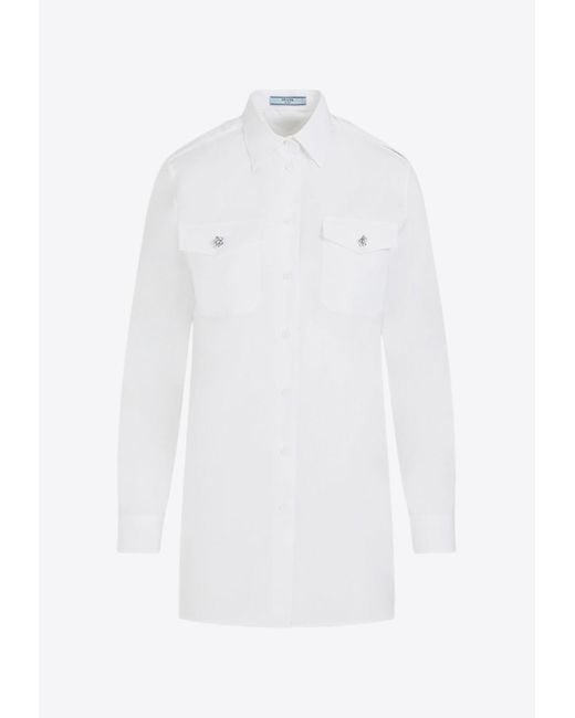 Prada Longsleeved Buttonup Shirt in White Lyst