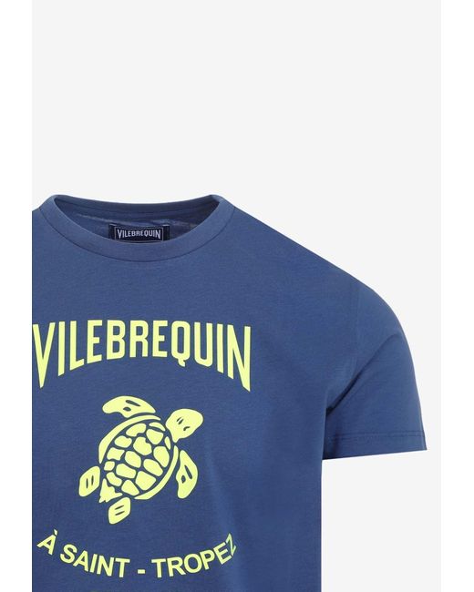 Vilebrequin Blue Logo-Print Crewneck T-Shirt for men