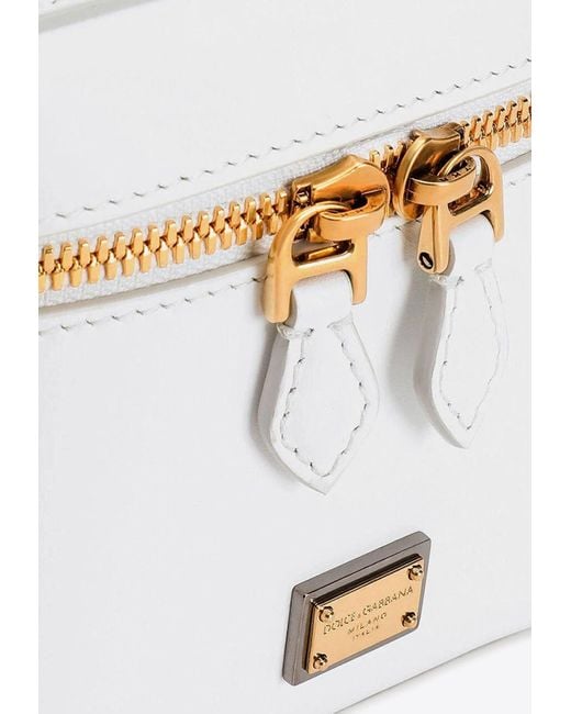 Dolce & Gabbana White Sicily Cube Vanity Top Handle Bag