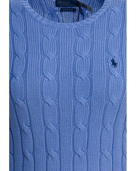 Polo Ralph Lauren Blue Cable-Knit Logo Sweater