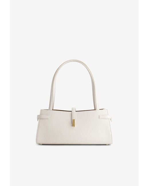 Mlouye White Isla Suede Wide Shoulder Bag