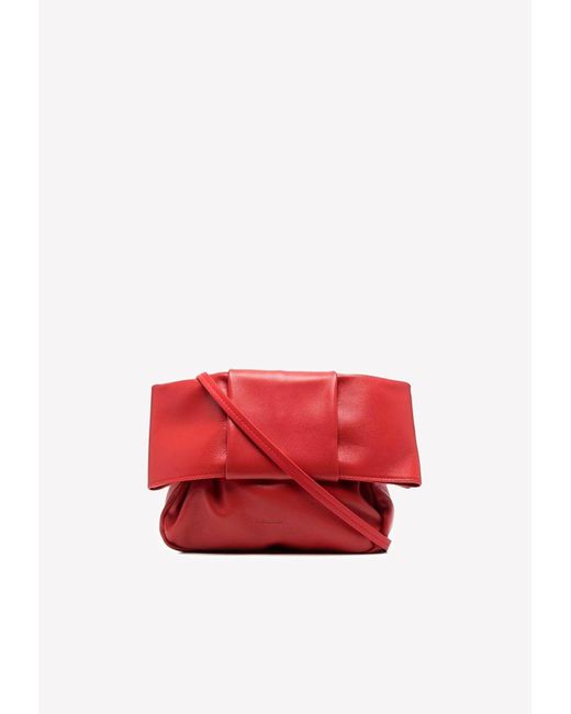 Jil Sander Red Bow Leather Shoulder Bag