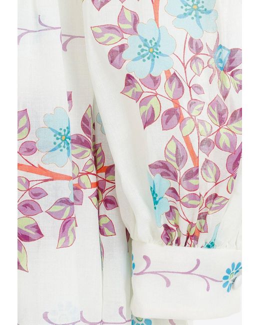 Etro White Floral Print V-Neck Maxi Dress