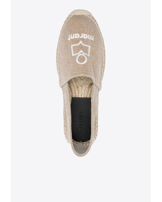 Isabel Marant White Canae Logo Embroidered Espadrilles