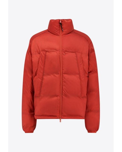Y-3 Red Padded Zip-Up Jacket for men