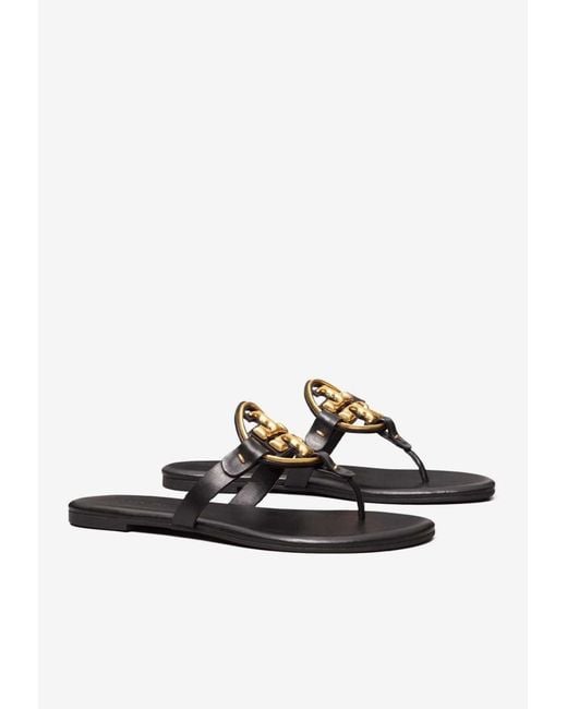 Tory Burch White Miller Nappa Leather Logo Sandals