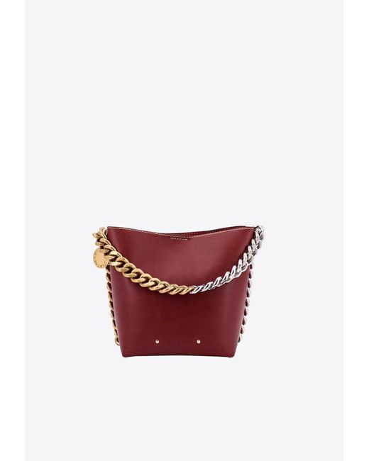 Stella McCartney Red Frayme Faux Leather Bucket Bag