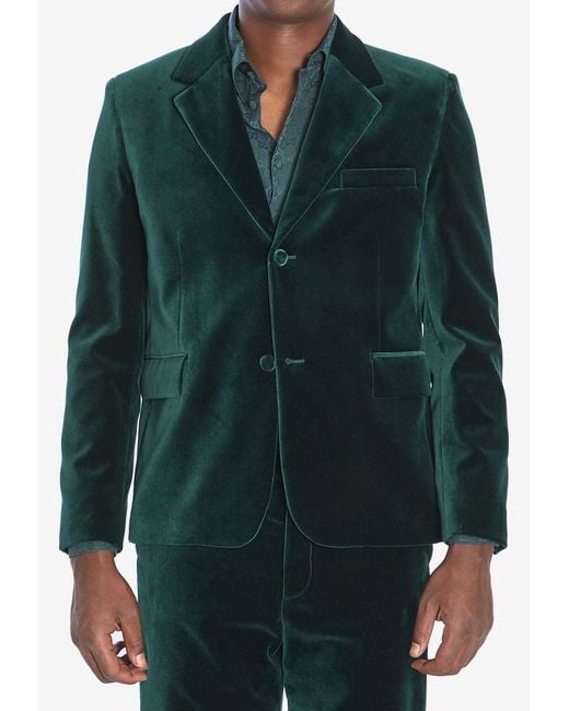 Gucci Green Single-Breasted Velvet Jacket for men