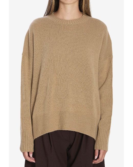 Allude Natural Cashmere Crewneck Sweater