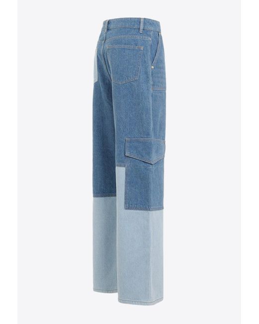 Ganni Blue Angi Wide-Leg Cargo Jeans