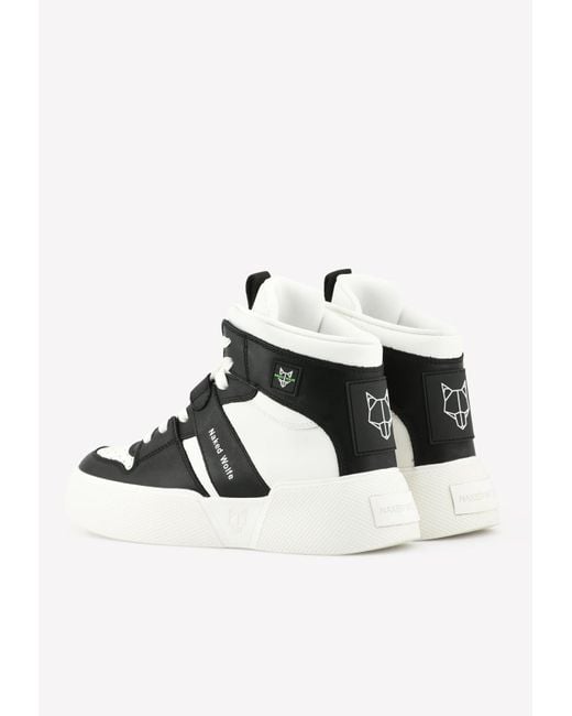 Naked Wolfe White Phantom High-Cut Leather Sneakers