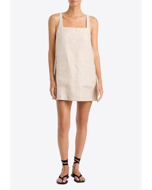Bondi Born Natural Delphi Sleeveless Linen Mini Dress