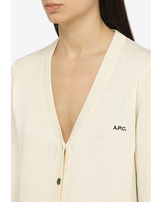 A.P.C. Natural V-Neck Button-Up Cardigan
