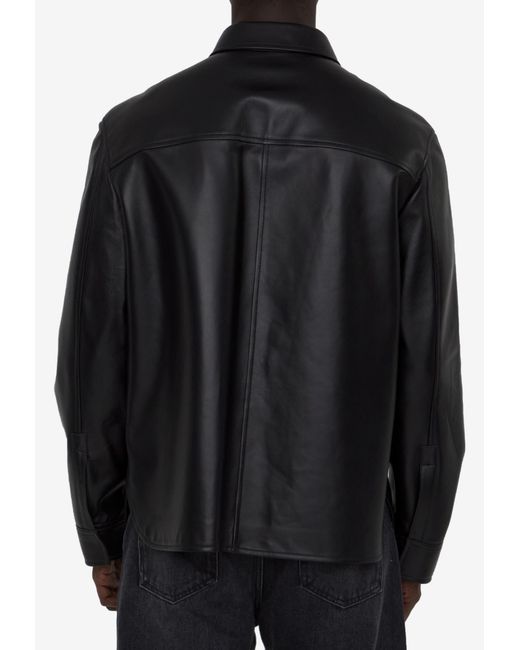 Loewe Black Leather Zip-Up Jacket for men