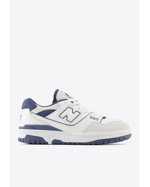 New Balance 550 Low-top Sneakers In White With Vintage Indigo | Lyst