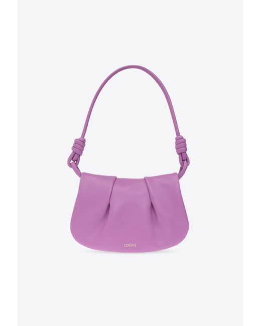 Loewe Purple Paseo Leather Shoulder Bag