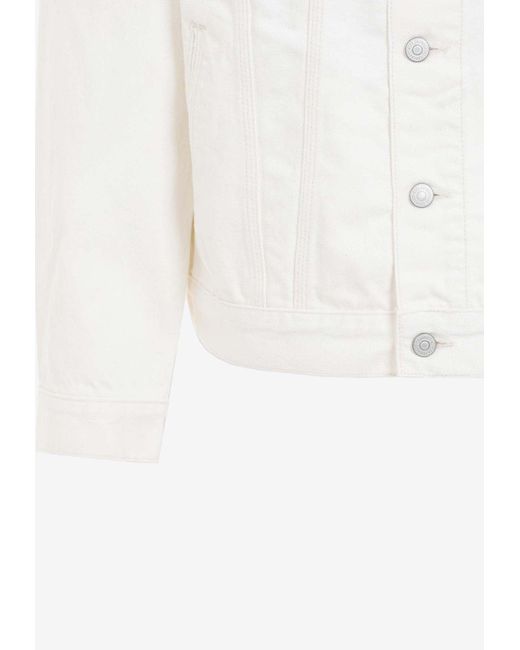 Carhartt White Helston Logo-Patch Denim Jacket for men