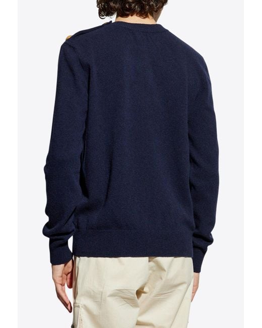 Balmain Blue Wool And Cashmere Sweater for men