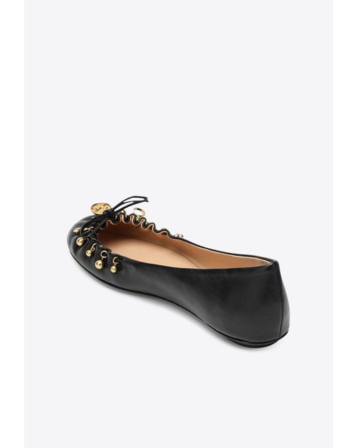 Chloé White Charms Nappa Leather Ballet Flats