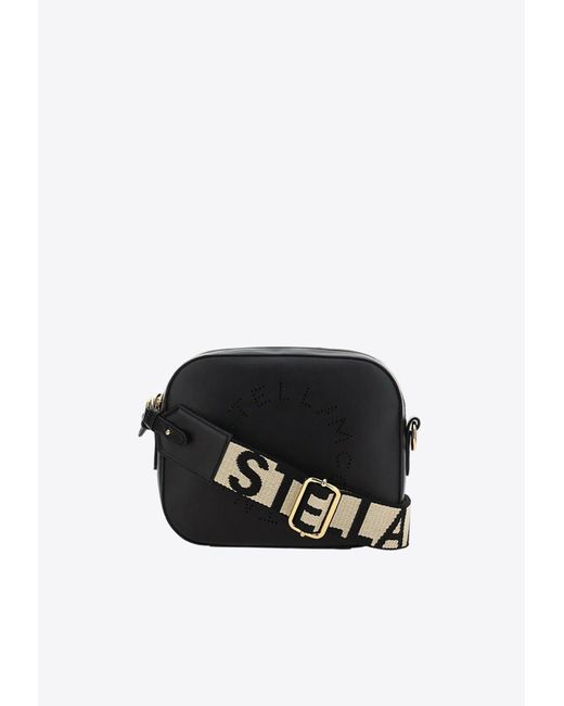 Stella McCartney Black Mini Logo Faux Leather Crossbody Bag