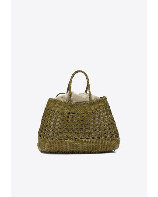 Dragon Diffusion Green Leather Tote Bag