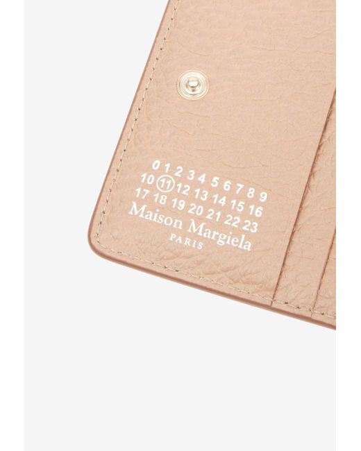Maison Margiela White Four-Stitches Grained Leather Cardholder
